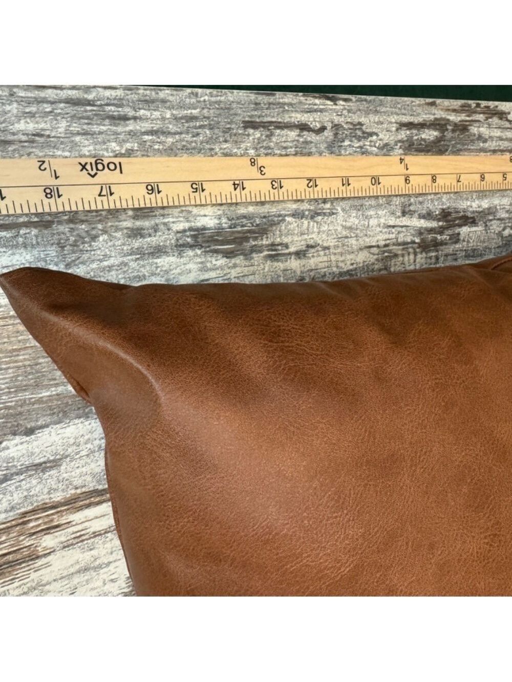 Brown Faux Leather Pillow Cover 19x19 Insert Not Included - Picture 4 of 4